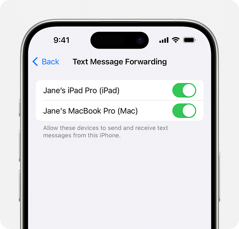 text message forwarding on iPhone